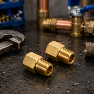 1/8 NPT Male to 1/8 NPT Female Brass Hex Adapter
